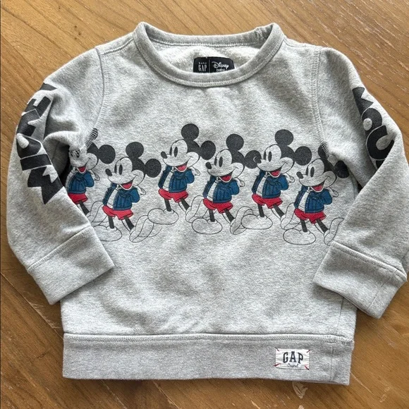 GAP Kids Gray Mickey Mouse sweatshirt boys size 3 - Picture 1 of 5